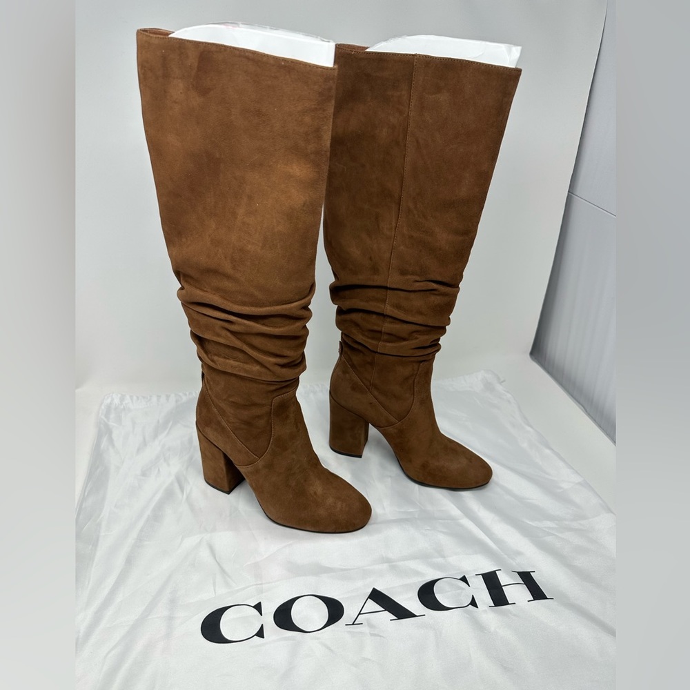 Coach Graham Slouchy Tall Boot Knee High Suede Boot MSRP $450 Sz 5.5B Brown